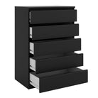 Naia 5 Drawer Chest Of Drawers in Black Matt - Price Crash Furniture