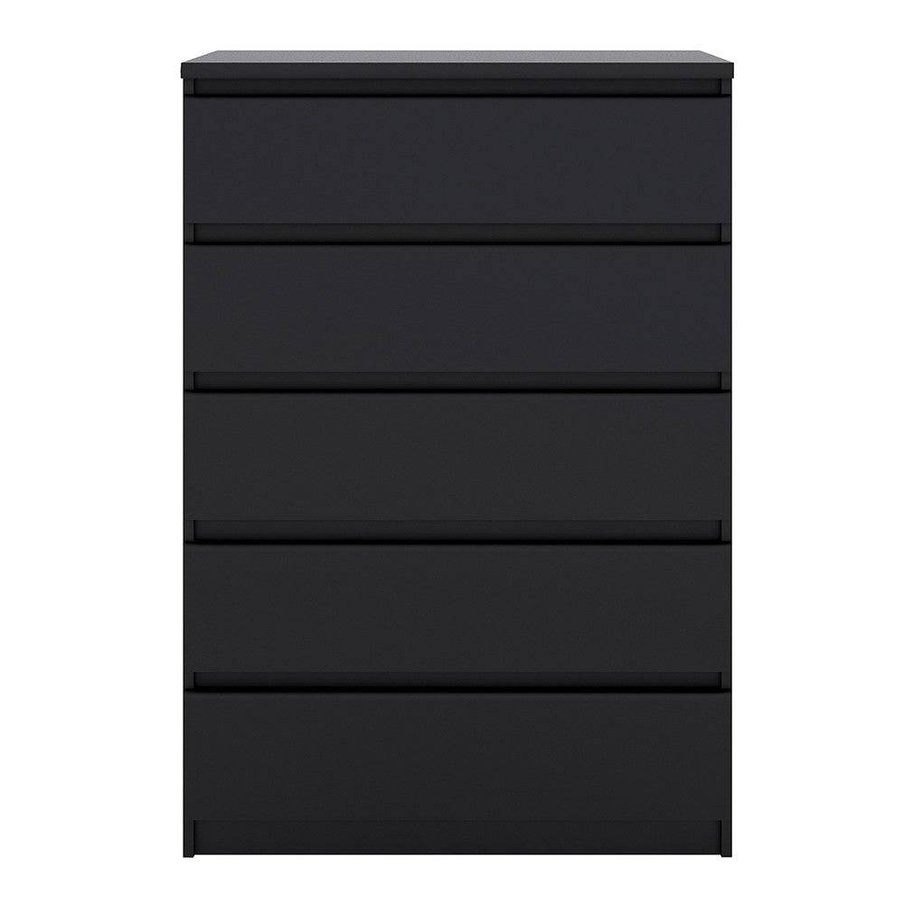 Naia 5 Drawer Chest Of Drawers in Black Matt - Price Crash Furniture