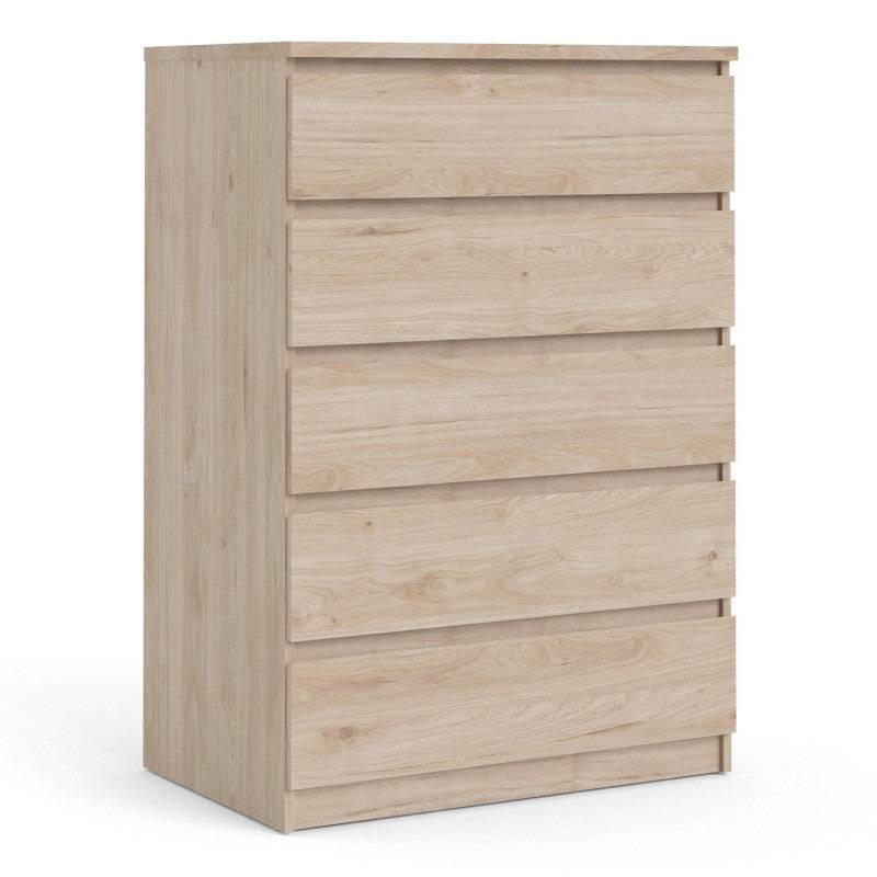 Naia 5 Drawer Chest of Drawers in Jackson Hickory Oak - Price Crash Furniture