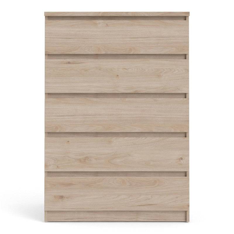 Naia 5 Drawer Chest of Drawers in Jackson Hickory Oak - Price Crash Furniture