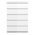 Naia 5 Drawer Chest Of Drawers in White High Gloss - Price Crash Furniture