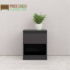 Naia Bedside Table 1 Drawer 1 Shelf in Black Matt - Price Crash Furniture