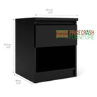 Naia Bedside Table 1 Drawer 1 Shelf in Black Matt - Price Crash Furniture