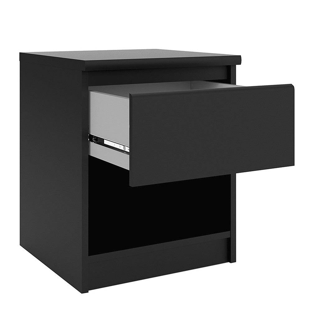 Naia Bedside Table 1 Drawer 1 Shelf in Black Matt - Price Crash Furniture