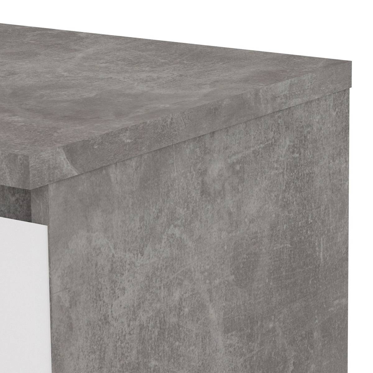 Naia Bedside Table 1 Drawer 1 Shelf in Concrete Grey and White High Gloss - Price Crash Furniture