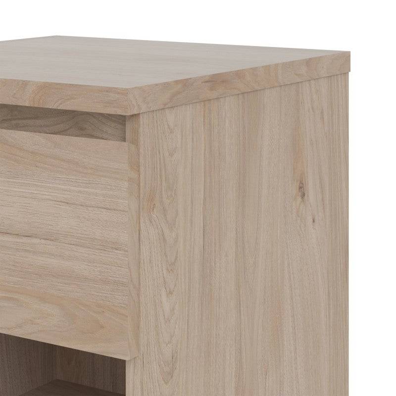 Naia Bedside Table 1 Drawer 1 Shelf in Jackson Hickory Oak - Price Crash Furniture
