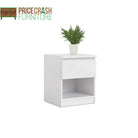 Naia Bedside Table 1 Drawer 1 Shelf in White High Gloss - Price Crash Furniture