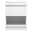 Naia Bedside Table 1 Drawer 1 Shelf in White High Gloss - Price Crash Furniture