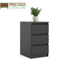 Naia Bedside Table 3 Drawers in Black Matt - Price Crash Furniture