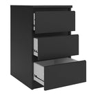 Naia Bedside Table 3 Drawers in Black Matt - Price Crash Furniture