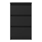 Naia Bedside Table 3 Drawers in Black Matt - Price Crash Furniture