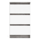 Naia Bedside Table 3 Drawers in Concrete Grey and White High Gloss - Price Crash Furniture