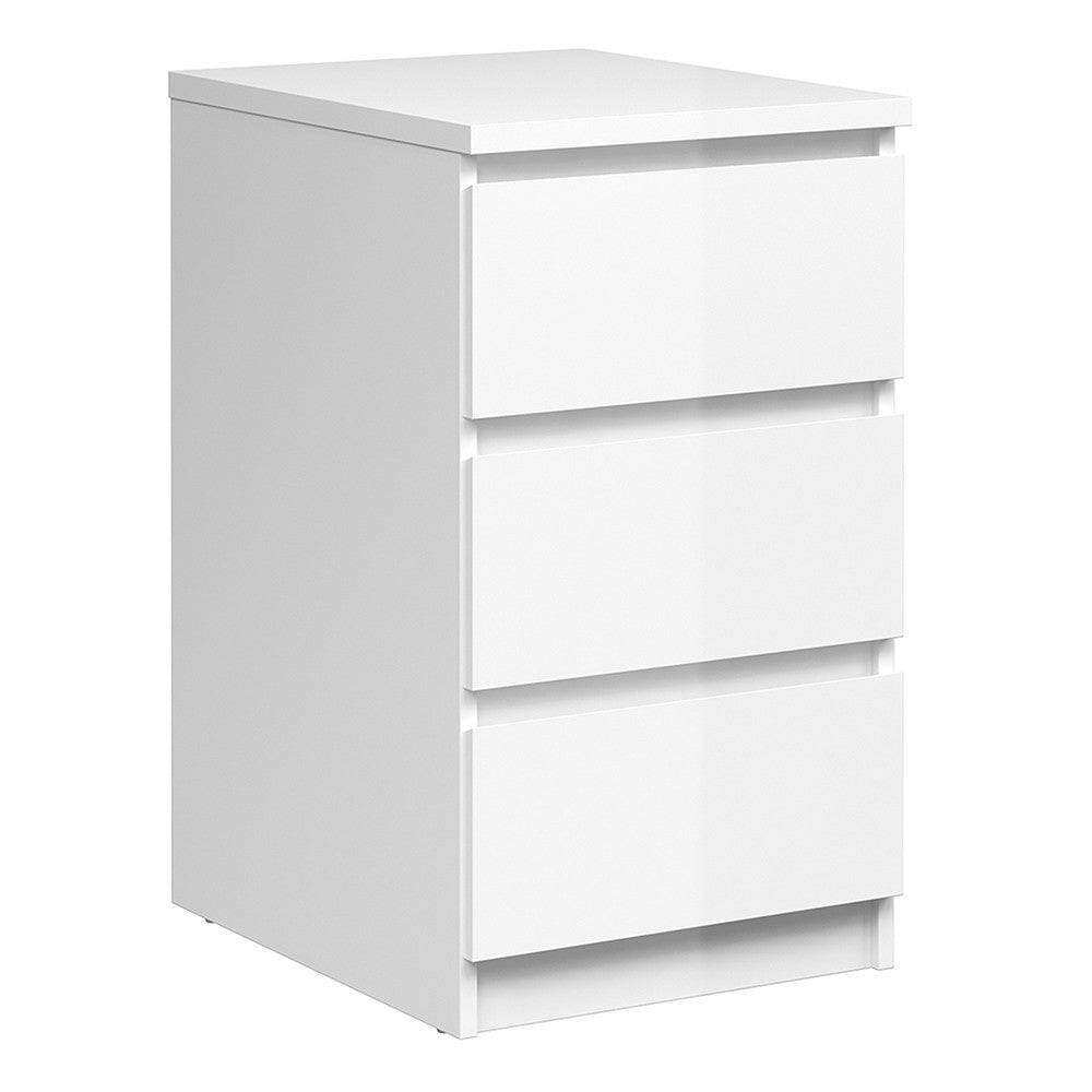 Naia Bedside Table 3 Drawers in White High Gloss - Price Crash Furniture