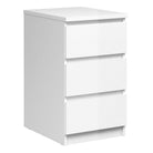 Naia Bedside Table 3 Drawers in White High Gloss - Price Crash Furniture