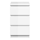 Naia Bedside Table 3 Drawers in White High Gloss - Price Crash Furniture