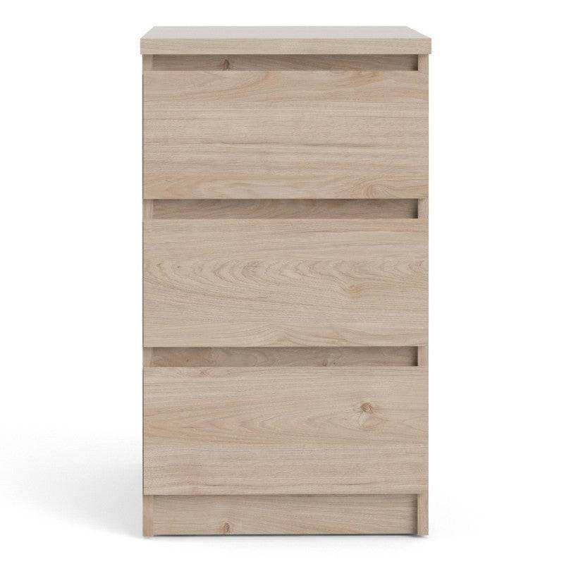 Naia Bedside Table Cabinet 3 Drawers in Jackson Hickory Oak - Price Crash Furniture