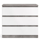 Naia Chest Of 3 Drawers in Concrete Grey and White High Gloss - Price Crash Furniture