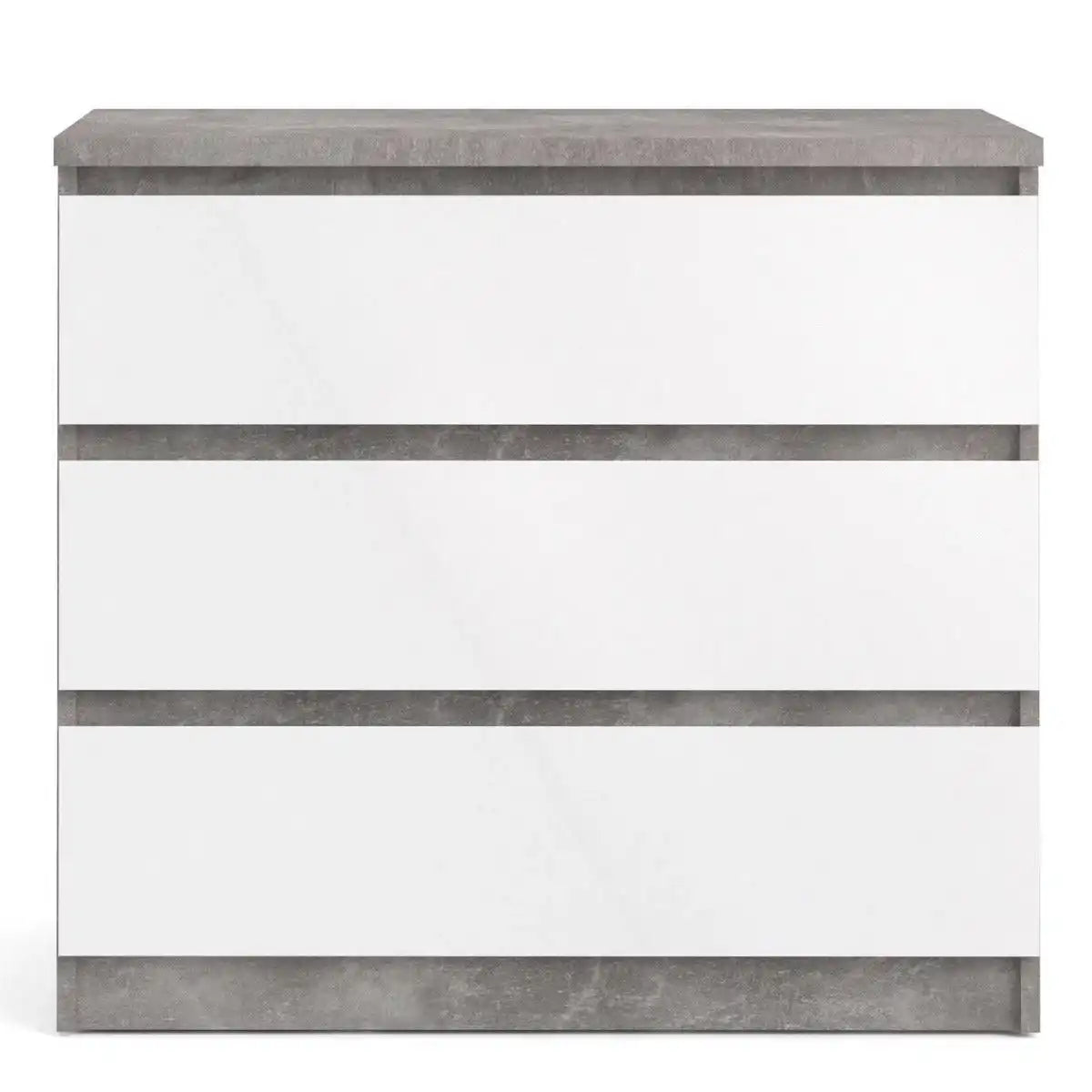 Naia Chest Of 3 Drawers in Concrete Grey and White High Gloss - Price Crash Furniture