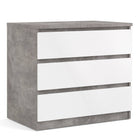 Naia Chest Of 3 Drawers in Concrete Grey and White High Gloss - Price Crash Furniture