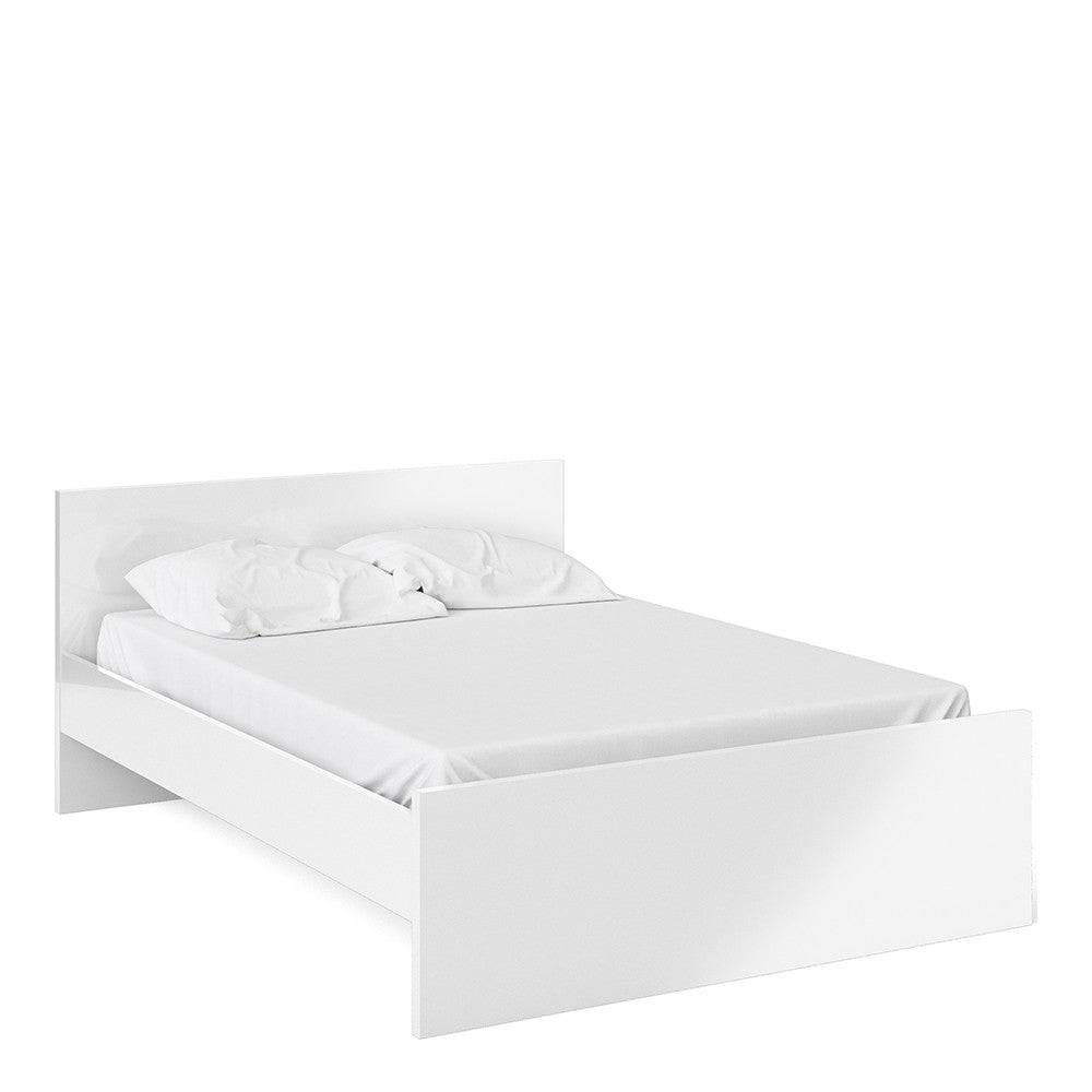 Naia Double Bed 4ft6in (140x190 cm) in White High Gloss - Price Crash Furniture