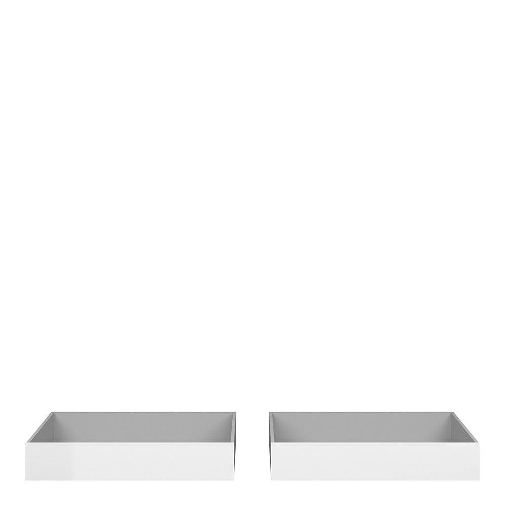 Naia Set Of 2 Underbed Drawers (Single Or Double Bed) In White Gloss - Price Crash Furniture