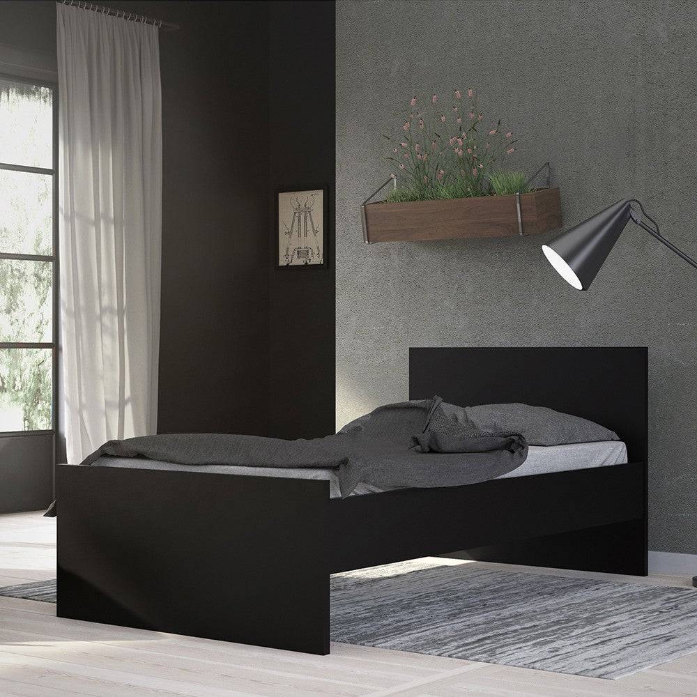 Naia Single Bed 3ft (90x190 cm) in Black Matt - Price Crash Furniture