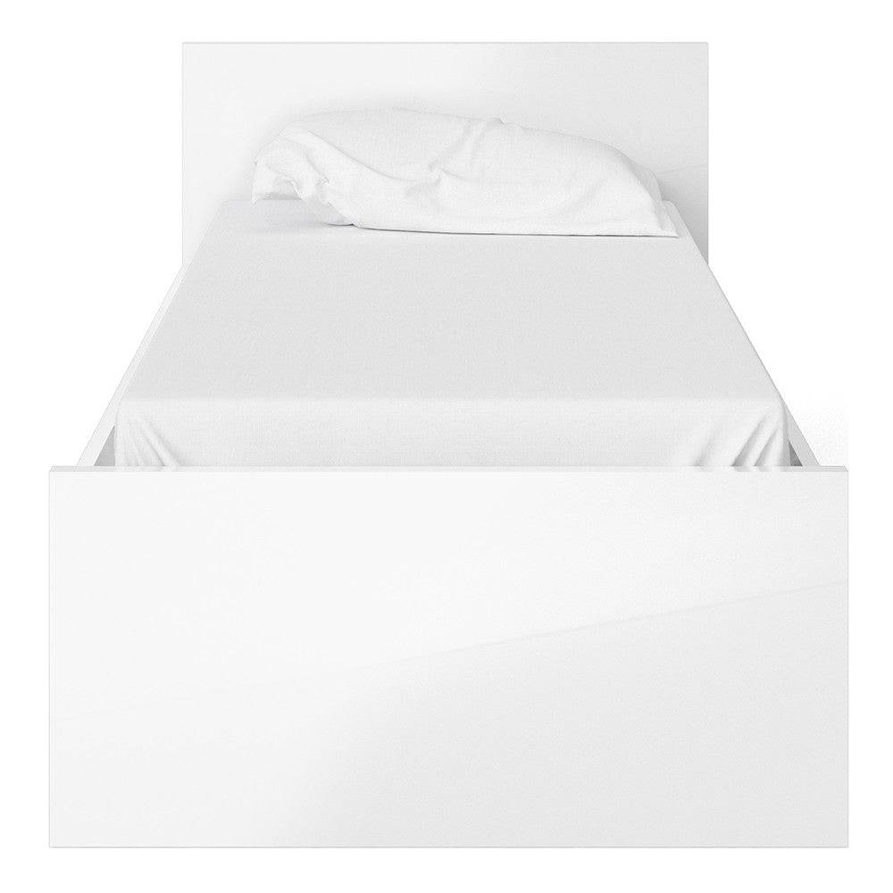 Naia Single Bed 3ft (90x190 cm) in White High Gloss - Price Crash Furniture