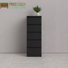 Naia Tall Narrow 5 Drawer Chest of Drawers / Tallboy in Black Matt - Price Crash Furniture