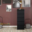 Naia Tall Narrow 5 Drawer Chest of Drawers / Tallboy in Black Matt - Price Crash Furniture