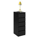 Naia Tall Narrow 5 Drawer Chest of Drawers / Tallboy in Black Matt - Price Crash Furniture