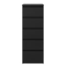 Naia Tall Narrow 5 Drawer Chest of Drawers / Tallboy in Black Matt - Price Crash Furniture