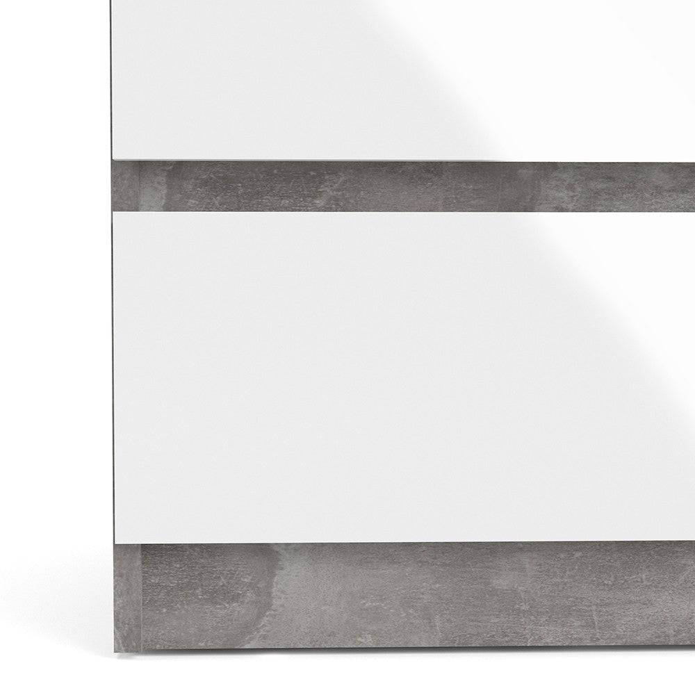 Naia Tall Narrow 5 Drawer Chest of Drawers / Tallboy in Concrete Grey and White High Gloss - Price Crash Furniture