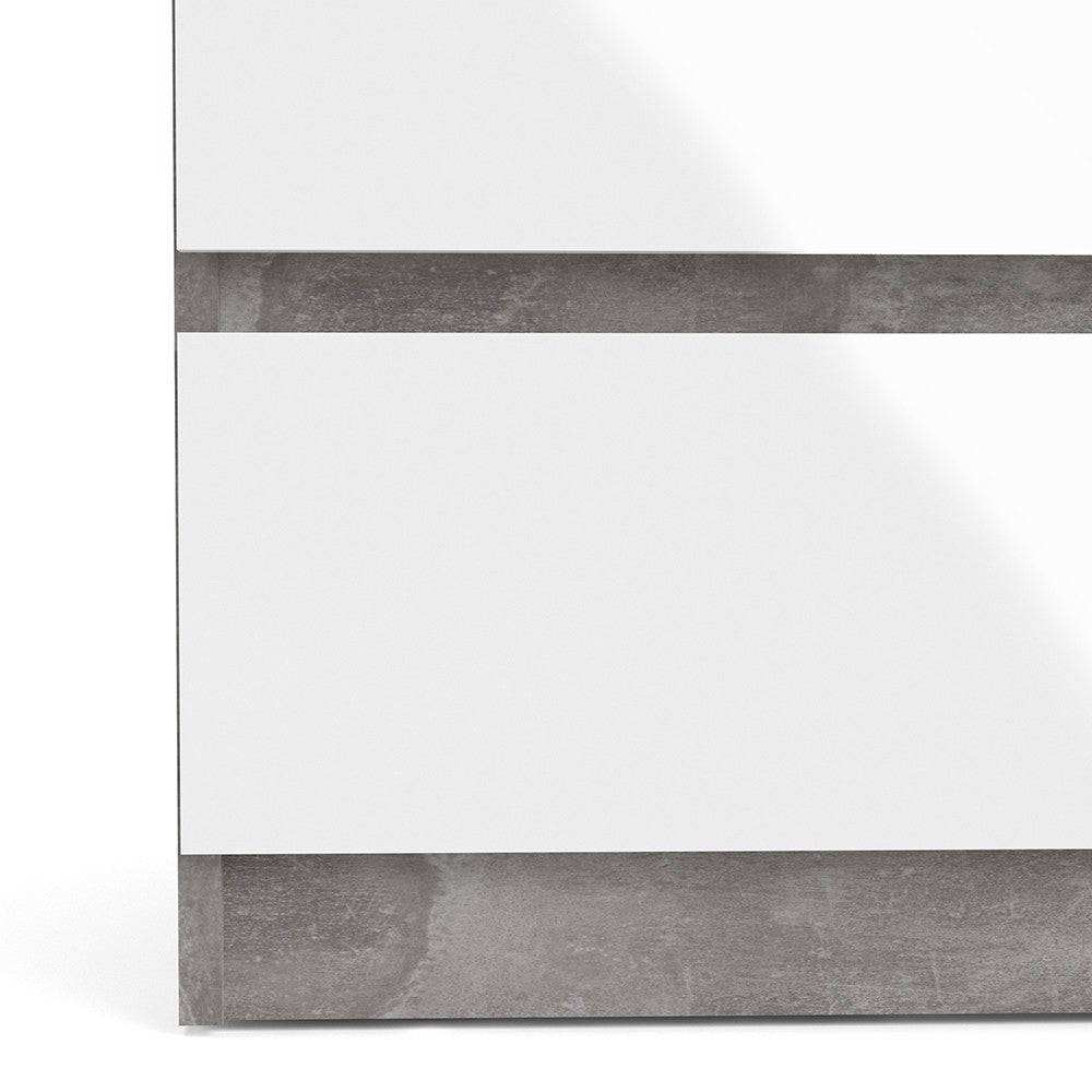 Naia Tall Narrow 5 Drawer Chest of Drawers / Tallboy in Concrete Grey and White High Gloss - Price Crash Furniture