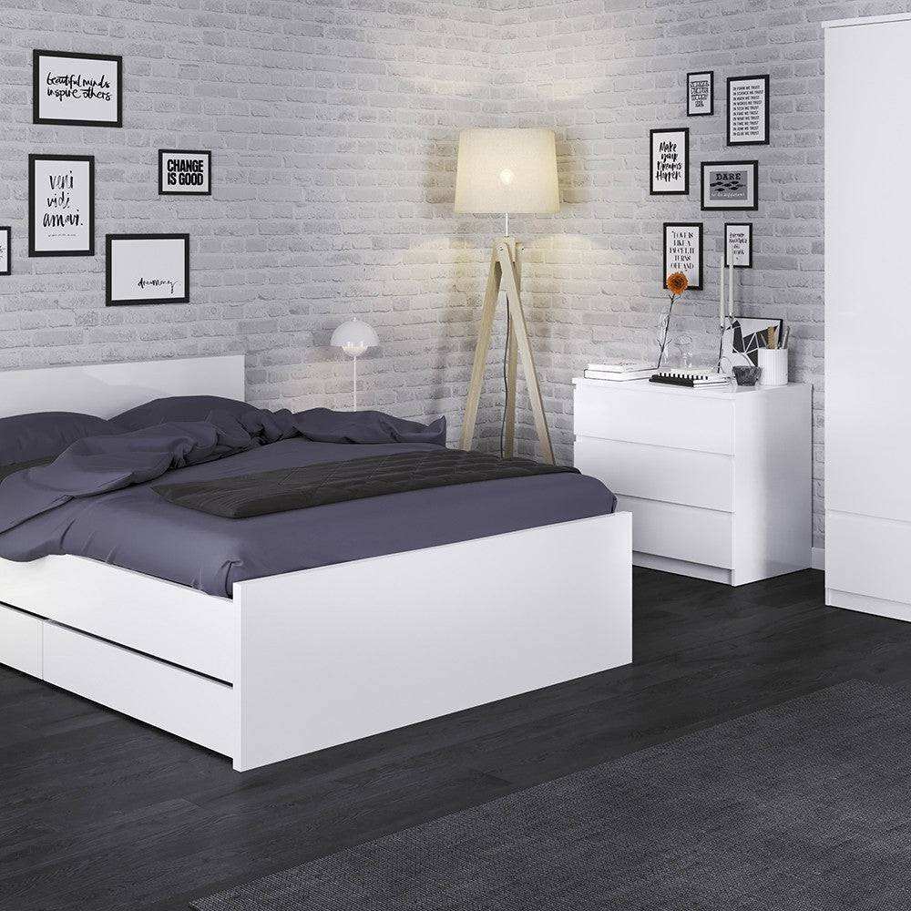 Naia Tall Narrow 5 Drawer Chest of Drawers / Tallboy in White High Gloss - Price Crash Furniture