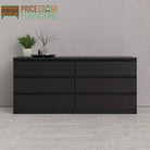 Naia Wide Chest Of 6 Drawers (3+3) in Black Matt - Price Crash Furniture