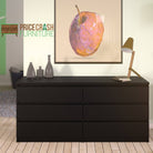 Naia Wide Chest Of 6 Drawers (3+3) in Black Matt - Price Crash Furniture