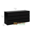 Naia Wide Chest Of 6 Drawers (3+3) in Black Matt - Price Crash Furniture