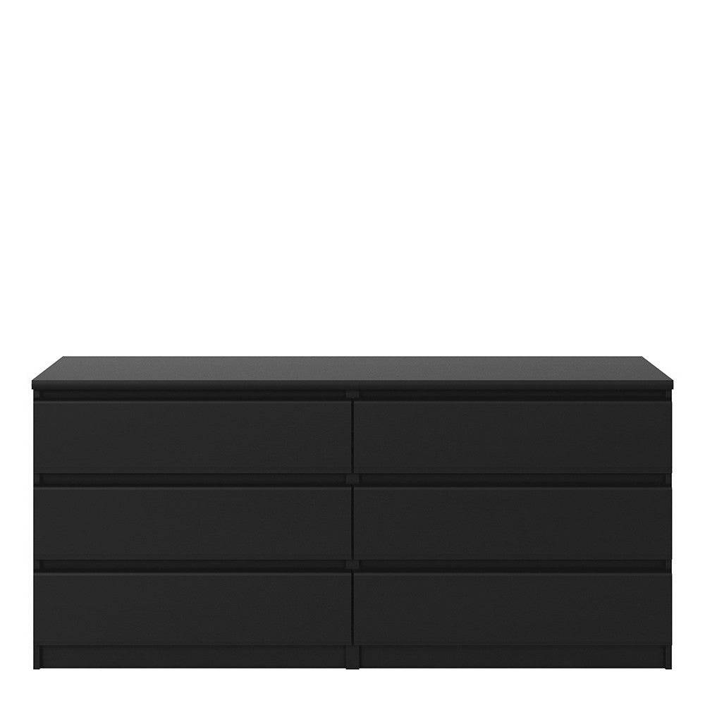 Naia Wide Chest Of 6 Drawers (3+3) in Black Matt - Price Crash Furniture