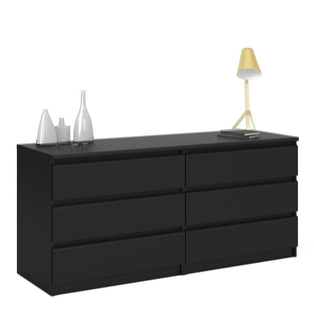 Naia Wide Chest Of 6 Drawers (3+3) in Black Matt - Price Crash Furniture