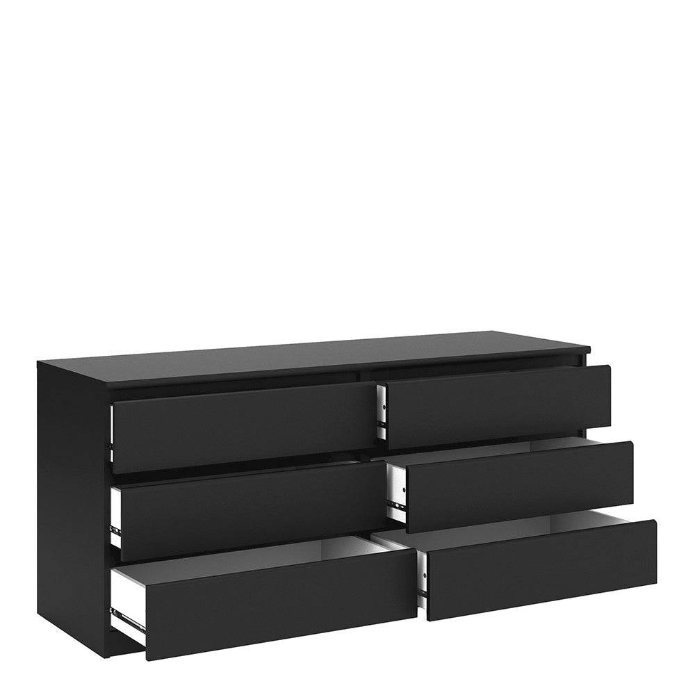 Naia Wide Chest Of 6 Drawers (3+3) in Black Matt - Price Crash Furniture