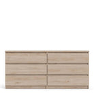 Naia Wide Chest of 6 Drawers (3+3) in Jackson Hickory Oak - Price Crash Furniture