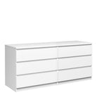 Naia Wide Chest Of 6 Drawers (3+3) in White High Gloss - Price Crash Furniture