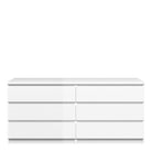 Naia Wide Chest Of 6 Drawers (3+3) in White High Gloss - Price Crash Furniture