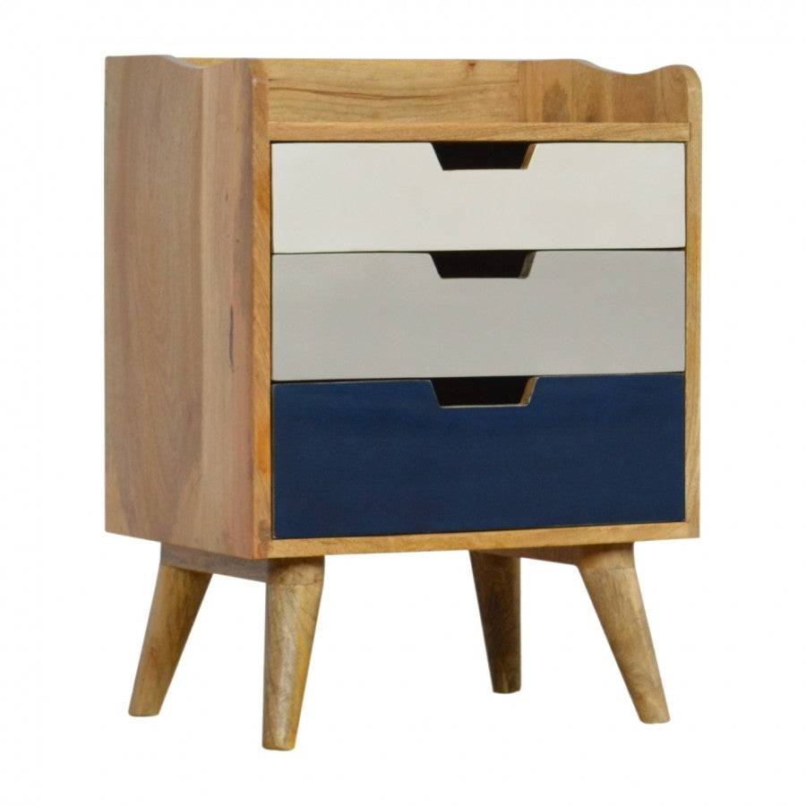 Navy Gradient 3 Drawer Hand-Painted Bedside - Price Crash Furniture