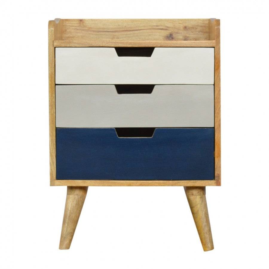 Navy Gradient 3 Drawer Hand-Painted Bedside - Price Crash Furniture