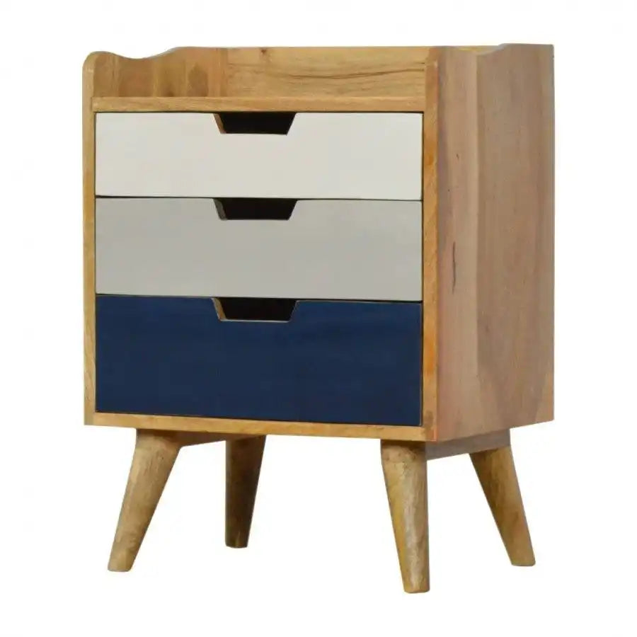 Navy Gradient 3 Drawer Hand-Painted Bedside - Price Crash Furniture