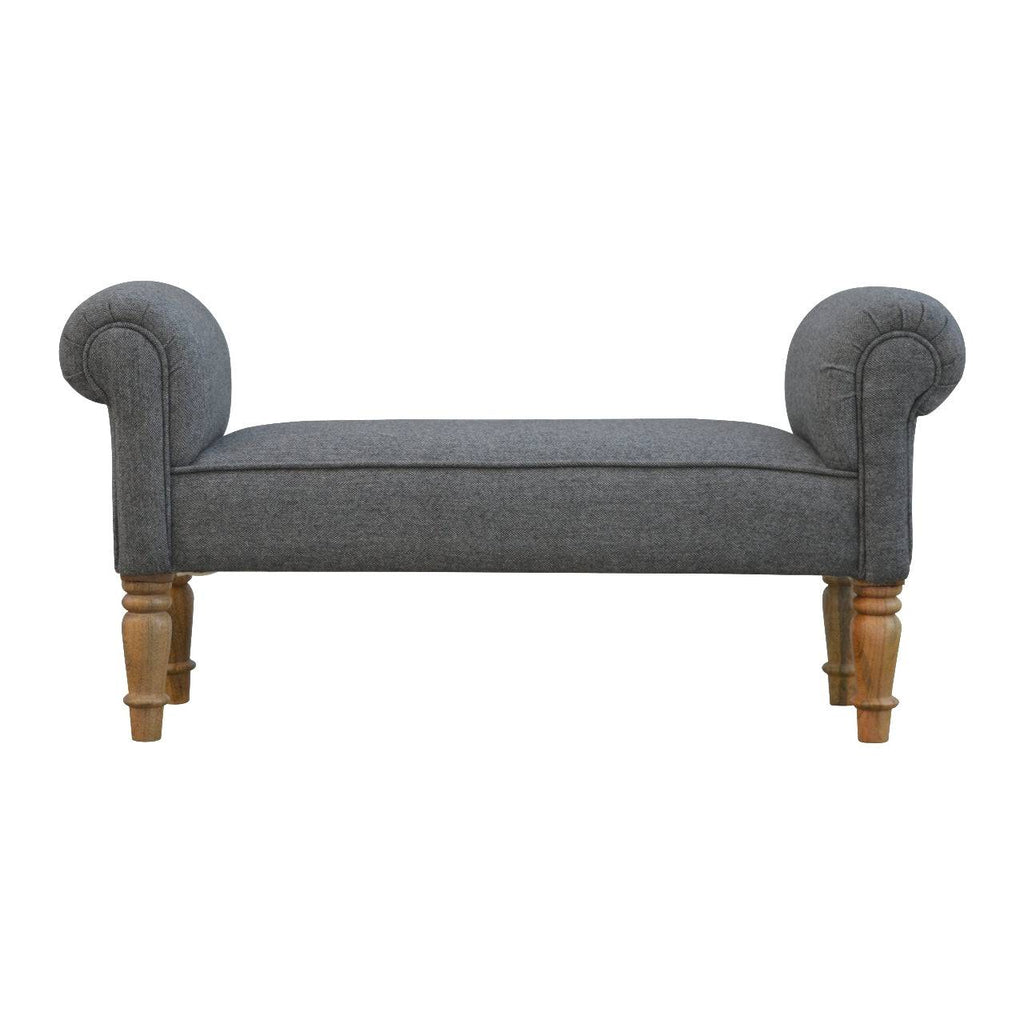 Nimes Collection French Black Tweed Bedroom Bench - Price Crash Furniture