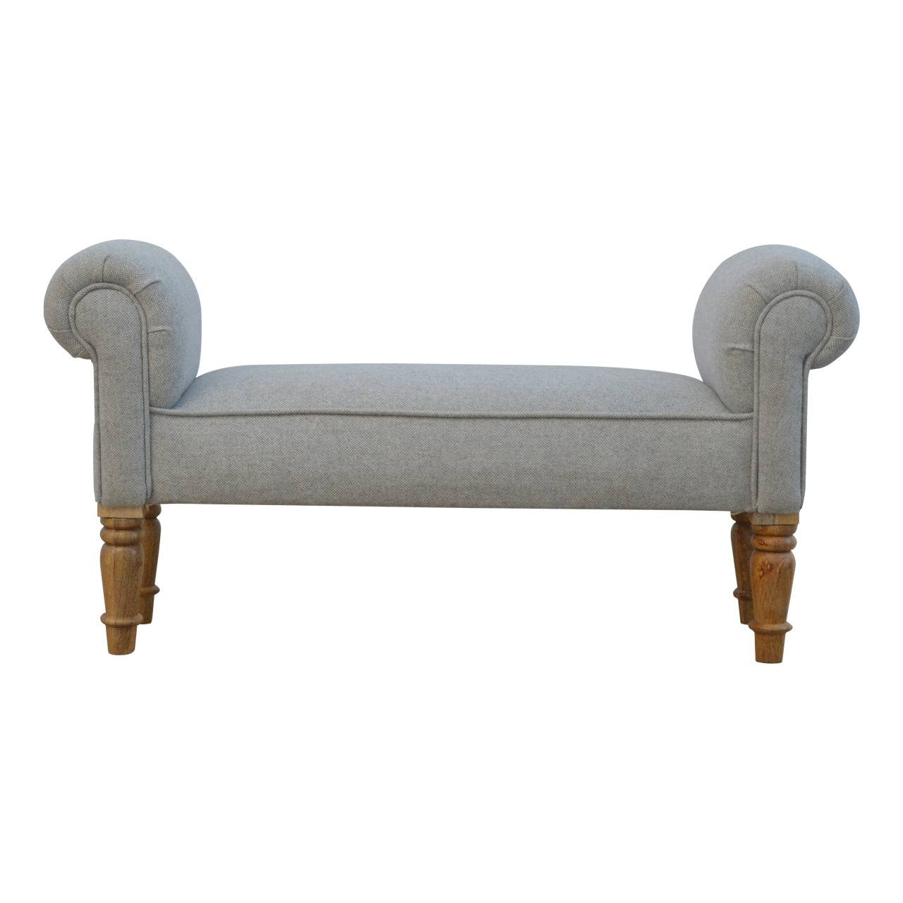 Nimes Collection French Grey Tweed Bedroom Bench - Price Crash Furniture