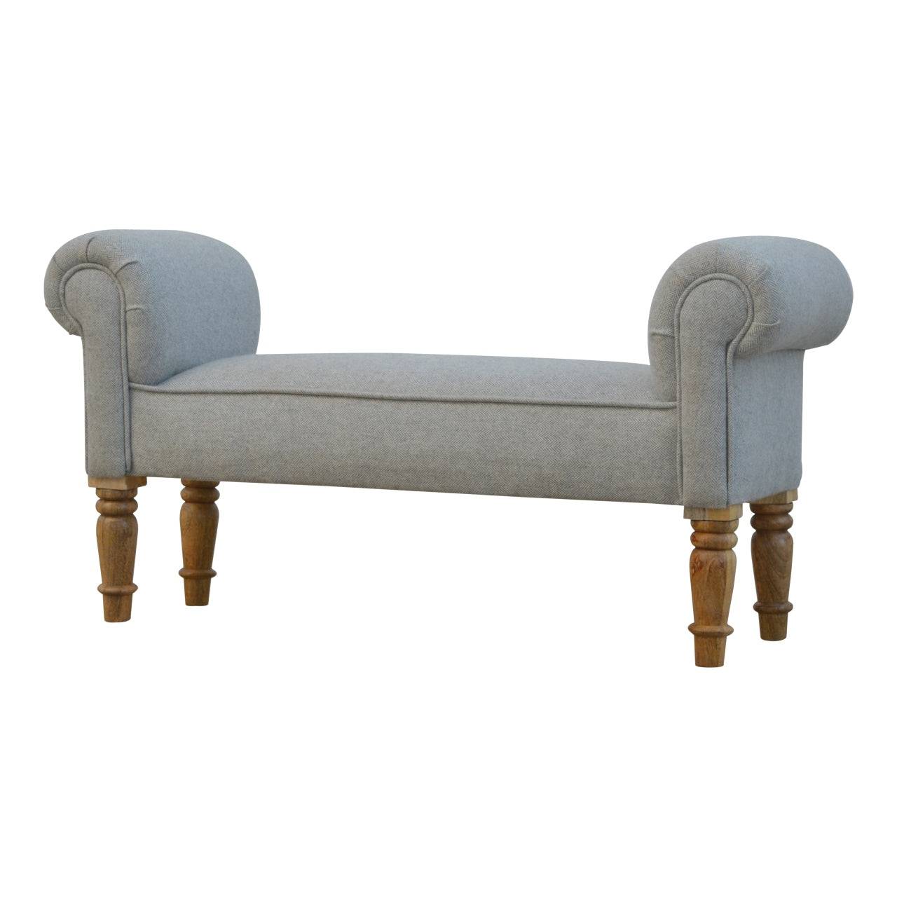 Nimes Collection French Grey Tweed Bedroom Bench - Price Crash Furniture