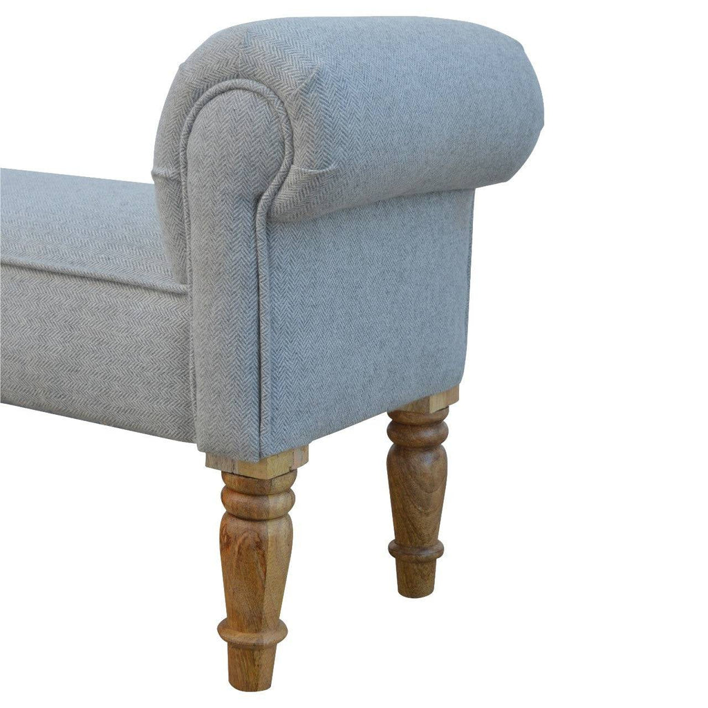 Nimes Collection French Grey Tweed Bedroom Bench - Price Crash Furniture